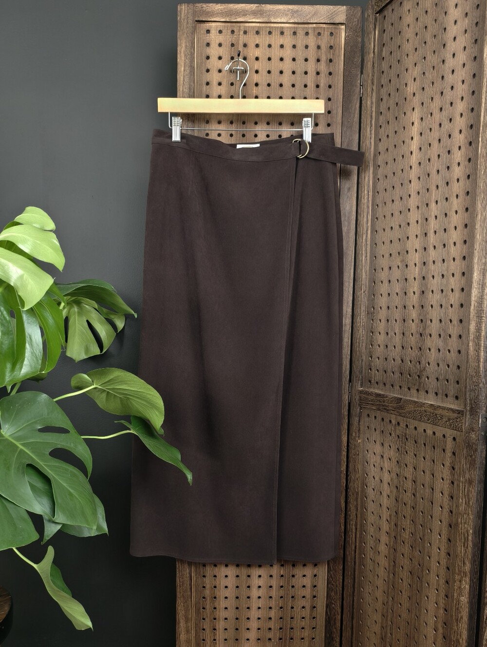 Talbots Faux Suede Classic Brown Wrap Skirt